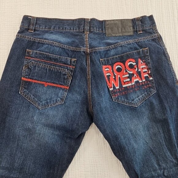Vintage Y2K Rocawear Jeans Men's 40x34 Med Wash Wide Leg RN# 106830 Logo Pocket - Picture 11 of 16